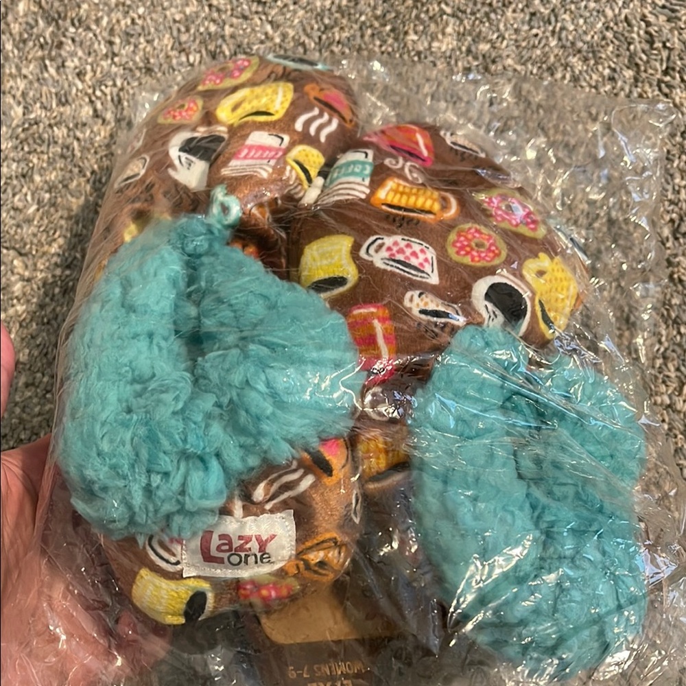 Lazy One Brown and Blue Slippers